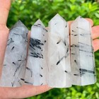 Tourmaline Rutilated Quartz Tower Point Crystal Healing Reiki Obelisk Home Decor