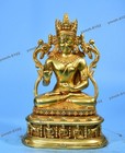 Antique Tibetan Buddhist Five Tathagatas Gilt Brass High Relief Statue 10 24  