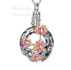 New Lotus Flower Crystal Cremation Urn Keepsake Ashes Memorial Necklace