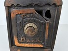 Vintage Decorative Antique Cast Iron  coin Deposit Bank  Safe - See Pictures 