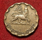 Ethiopia 25 Cents Ee 1936  1943-44  Copper Coin Km 36 Scalloped T9253