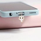 Cute White Cat Dust Plug Charm W  Cleaner For Iphone Samsung Usb-c Phone Gift