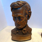 Vintage Craftsman Abraham Lincoln Bust Cast Metal Bookends Philadelphia Mfgr