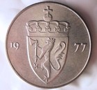 1977 Norway 50 Ore - Uncirculated From Mint Roll - Bargain Bin  eee