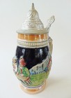 Vintage Lidded German Beer Stein 7 1 2  Dbgm 63