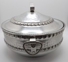 Vintage Mid-century Hammered Aluminum 8    Diameter Covered Bowl