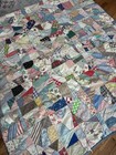 Vtg Patchwork Crazy Quilt Hand Feather Stitch Embroidery 1930 s Fabrics Cutter