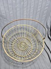Vintage Yellow Wire Egg Basket W handle Primitive Farmhouse Farm Ranch Country 