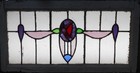 Wide Pretty Large Old English Leaded Stained Glass Window 34 1 2  X 18 