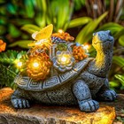 Ydkojgw Solar Garden Outdoor Statues With Succulent And 7 Led Gray Turtle