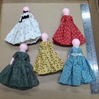Vintage 5   Pink Plastic Girl Dolls Lot Of 5 Cloth Prairie Calico Dresses Set