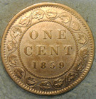1859 Canada Large Cent  Narrow 9 Lovely Circulated Brown Queen Victoria Penny