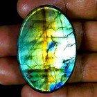 86 30cts  Natural Power Labradorite Hand Carved Oval Cabochon Loose Gemstone