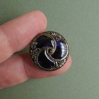 Button Antique - Metal   Glass - 0 29 32in - 20th Century - Set In Brass