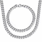 7mm Mens Necklace Bracelet Jewelry Set Stainless Steel Curb Cuban Chain 7 -30 