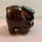 Vintage Ceramic Piggy Bank Pig With Hat Coin Bank 1970s Taiwan Decor Collectible