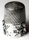 Antique Simons Bros  Sterling Silver Thimble     cupid     Cherubs   Flowers  C1910s