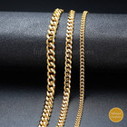 Stainless Steel Miami Cuban Link Chain 18k Gold Plated 7-38  Bracelet Necklace