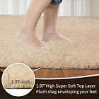 Large Size Shaggy Fluffy Area Rugs Carpets For Living Room Bedroom Beige