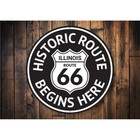 Route 66 Historic Route Begins Here Sign  Route 66 Aluminum Sign