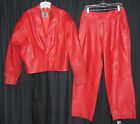 Vintage 1980 s Mario Zarelli  Red Leather 2 Pc  Suit Men s Size W-32 J-42