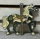 Carousel Horse Suncatcher Ornament Green Gold Cream Decorative Hanging Figure