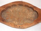 Antique Asian Deeply Carved Wood Rice Cake Mold Floral And Foliate Designs