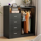 Led Lights Dresser 4 Drawer With Hanging Rack For Bedroom Equipped Storage
