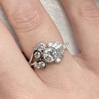 Vintage Art Deco Style Lab Created Diamond Engagement 14k White Gold Finish Ring