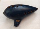 Vintage Guido Bondi Bird Logo 10 Hole Ocarina 13c Blue Clay Large Usa