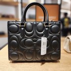 Coach Maggie Small Tote In Signature Black Leather Shoulder Bag Crossbody Cy670