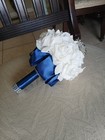 Bride Bouquet Artificial Flowers Wedding Bridal Holding White Ribbon Rhinestones