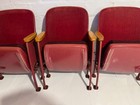 4 Used 1950 Theater Seats Made From Case Iron  Wood Armrests  Red Velvet Seats 