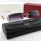 Cartier Sunglasses Gray Diamond Cut Lenses Vintage Custom Gold Frame Big C Decor
