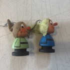 Lot Of 2 Vintage Hand Painted Dwarf Or Elf Wood Ornaments
