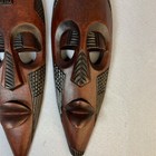 Vintage African Tribal  Mask  Hand Carved Collectable Lot Of 2 Pair