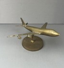 Vintage Solid Brass Airplane Desk Ornament Made In Korea