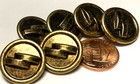 6 Vtg Nos Hollow Puffed Antique Brass Tone Metal Shank Buttons 3 4  19mm 12637