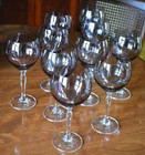Vintage Pier 1 Set 10 Wine Glass Goblets Hand Blown Smoke W Clear Stem 8 5 