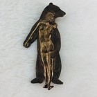 Cavin Richie Bronze Bear Dancing Nude Woman Signed Wildlife Lapel Pin