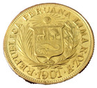 Peru 1901 Gold Libra  pound  Au Cleaned Polished