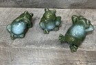 Vintage Frog   Toad Figurines Green Ceramic Set Of 3 Amphibians