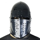 Functional Battle Ready 16g Medieval Black Knight Bassinet Helmet Sca Armor