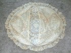 Lovely Antique Hand Embroidered Lace  Net Ruffled Round Pillow Cover  France