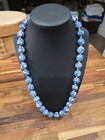 Vintage 24  Chinese Necklace Hand Knotted Blue White China Porcelain Beads 
