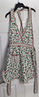 Vintage Aprons 2 Halter Tie Ruffle Hem Pocket   Floral Waist Tie Pockets Osfm