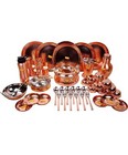 Pure Copper Solid Dinner Set- 51 Pieces- Designer-  hammered  Brown 