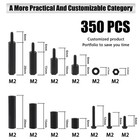 350pcs M2 Male Female Nylon Hex Spacer Standoff Screw Nut M2  Black 