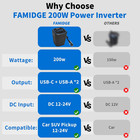 200w Car Power Inverter 12v To 110v Outlet Adapter Dual Usb Type-c Blue