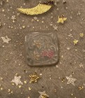 Antique 19th C  Rare Leo Popper 5 8    Glass Button Painted Floral Square